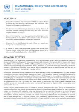 MOZAMBIQUE: Heavy Rains and Flooding Flash Update No