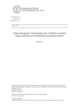 Urbane Kinegrafien: Überlegungen Zum Verhältnis Von Stadt, Körper Und Film in West Side Story Und Parkour-Filmen