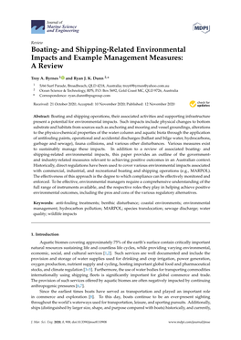 Boating- and Shipping-Related Environmental Impacts and Example Management Measures: a Review