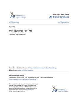 UNF Soundings Fall 1986