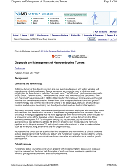 Diagnosis and Management of Neuroendocrine Tumors Page 1 of 10