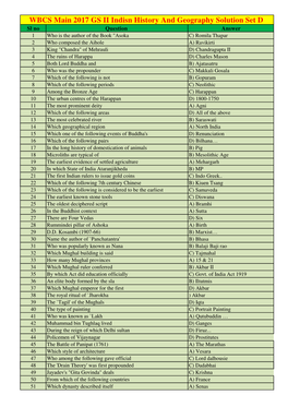 WBCS Main 2017 GS II Indisn History and Geography Solution Set D