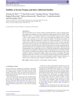 Stability of Jovian Trojans and Their Collisional Families