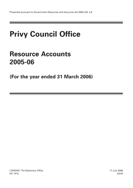 Privy Council Office Resource Accounts 2005-06