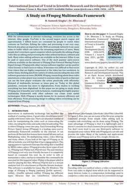 A Study on Ffmpeg Multimedia Framework H