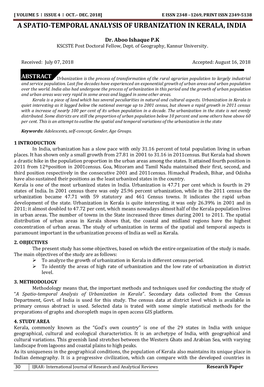 A Spatio-Temporal Analysis of Urbanization in Kerala, India