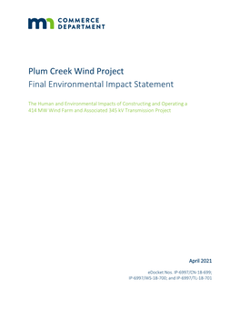 Plum Creek Wind Project Final Environmental Impact Statement