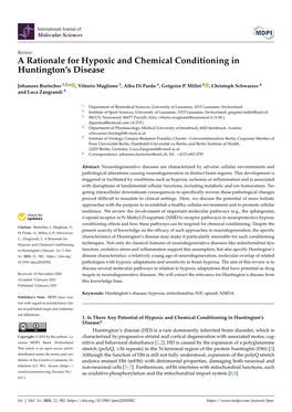 A Rationale for Hypoxic and Chemical Conditioning in Huntington's