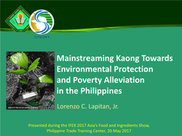 Kaong Towards Environmental Protection and Poverty Alleviation in the Philippines