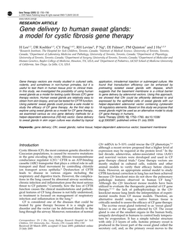 Gene Delivery to Human Sweat Glands: a Model for Cystic ﬁbrosis Gene Therapy