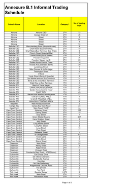 Annexure B.1 Informal Trading Schedule