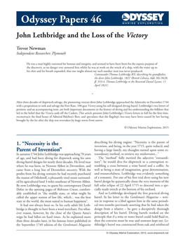 John Lethbridge and the Loss of the Victory