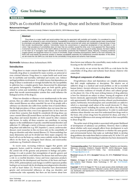 Snps As Co-Morbid Factors for Drug Abuse and Ischemic Heart Disease