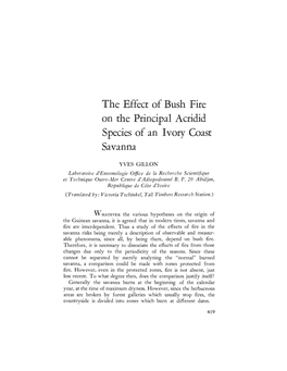 The Effect of Bush Fire on the Principal Acridid Species of an Ivory Coast Savanna