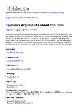 Spurious Arguments About the Shia