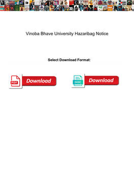 Vinoba Bhave University Hazaribag Notice