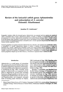 Review of the Loricariid Catfish Genus Aphanotorulus and Redescription of A