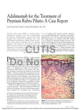 Adalimumab for the Treatment of Pityriasis Rubra Pilaris: a Case Report