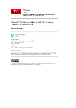 Gender Messages in Late 90S Women-Centered Action Dramas », TV/ Series [Online], 1 | 2012, Online Since 15 May 2012, Connection on 10 December 2020