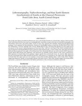 Lithostratigraphy, Tephrochronology, and Rare Earth Element Geochemistry of Fossils at the Classical Pleistocene Fossil Lake Area, South Central Oregon