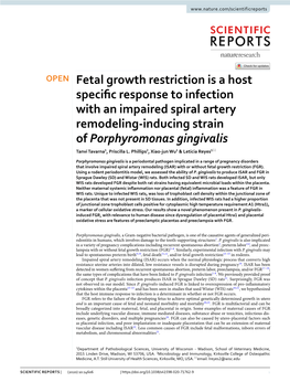 Fetal Growth Restriction Is a Host Specific Response to Infection With