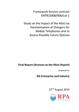 Framework Service Contract ENTR/2008/006/Lot 1 Study on The