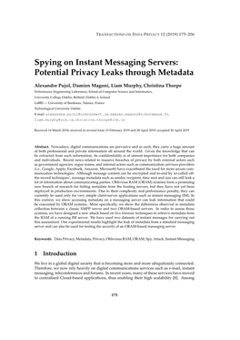 Spying on Instant Messaging Servers: Potential Privacy Leaks Through Metadata