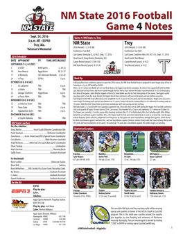 NM State 2016 Football Game 4 Notes