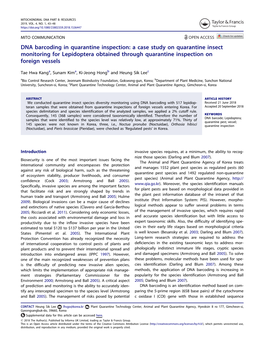 DNA Barcoding in Quarantine Inspection: a Case Study on Quarantine Insect Monitoring for Lepidoptera Obtained Through Quarantine Inspection on Foreign Vessels