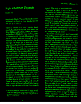 Kripke and Others on Wittgenstein 67 Kripke and Others on Wittgenstein Are Models of Clear, Careful, and Informative Scholarship