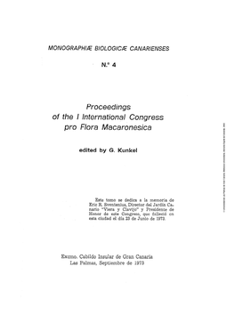 Proceedings of the I International Congress Pro Flora Macaronesica