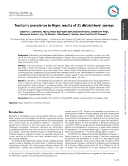 Trachoma Prevalence in Niger: Results of 31 District-Level Surveys