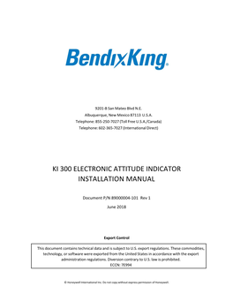 Ki 300 Electronic Attitude Indicator Installation Manual