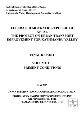 Federal Democratic Republic of Nepal Department of Roads (DOR) Kathmandu Valley Development Authority (KVDA)