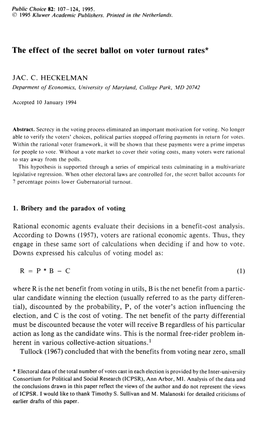 The Effect of the Secret Ballot on Voter Turnout Rates*