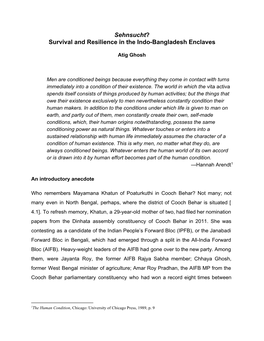 Sehnsucht?​ Survival and Resilience in the Indo­Bangladesh Enclaves