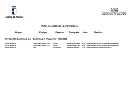 Rutas De Autobuses Por Empresas Origen Equipo Deporte Categoria