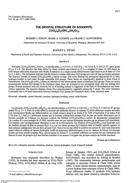 Tw1 the CRYSTAL STRUCTURE of SCHOEPITE. [(Uo2)8O2(Oh]121