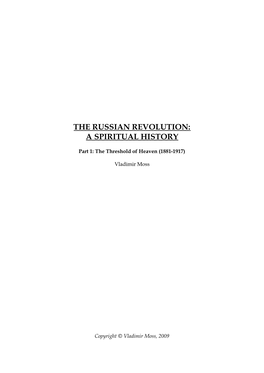 The Russian Revolution: a Spiritual History