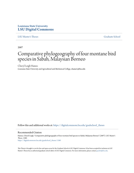 Comparative Phylogeography of Four Montane Bird Species in Sabah