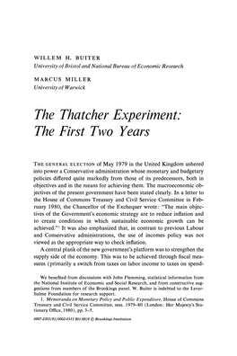 The Thatcher Experiment