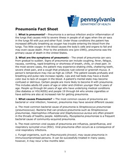 Pneumonia Fact Sheet