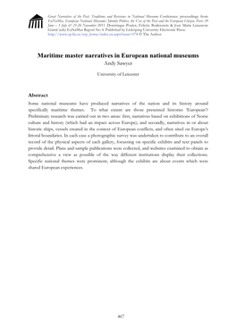 Maritime Master Narratives in European National Museums Andy Sawyer