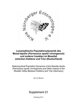 Parnassius Apollo Vinningensis) Und Anderer Insekten Im Moseltal Zwischen Koblenz Und Trier (Deutschland)