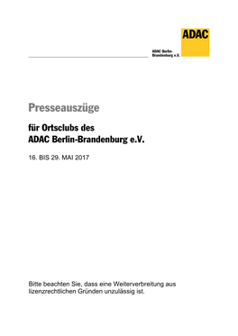 16. BIS 29. MAI 2017 Bitte Beachten Sie, Dass Eine Weiterverbreitung