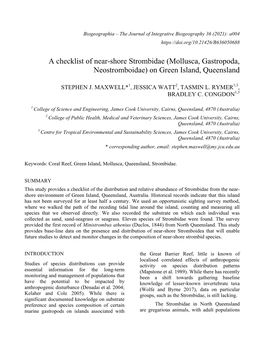 A Checklist of Near-Shore Strombidae (Mollusca, Gastropoda, Neostromboidae) on Green Island, Queensland