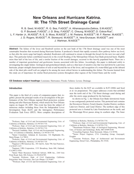 New Orleans and Hurricane Katrina. III: the 17Th Street Drainage Canal