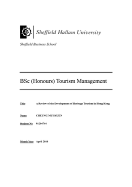 Bsc (Honours) Tourism Management