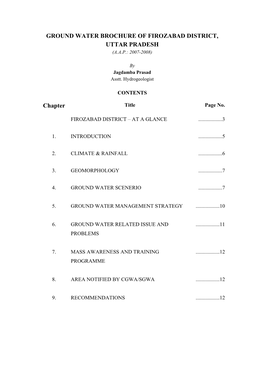 Firozabad District, Uttar Pradesh (A.A.P.: 2007-2008)