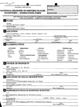 National Register of Historic Places Inventory -- Nomination Form